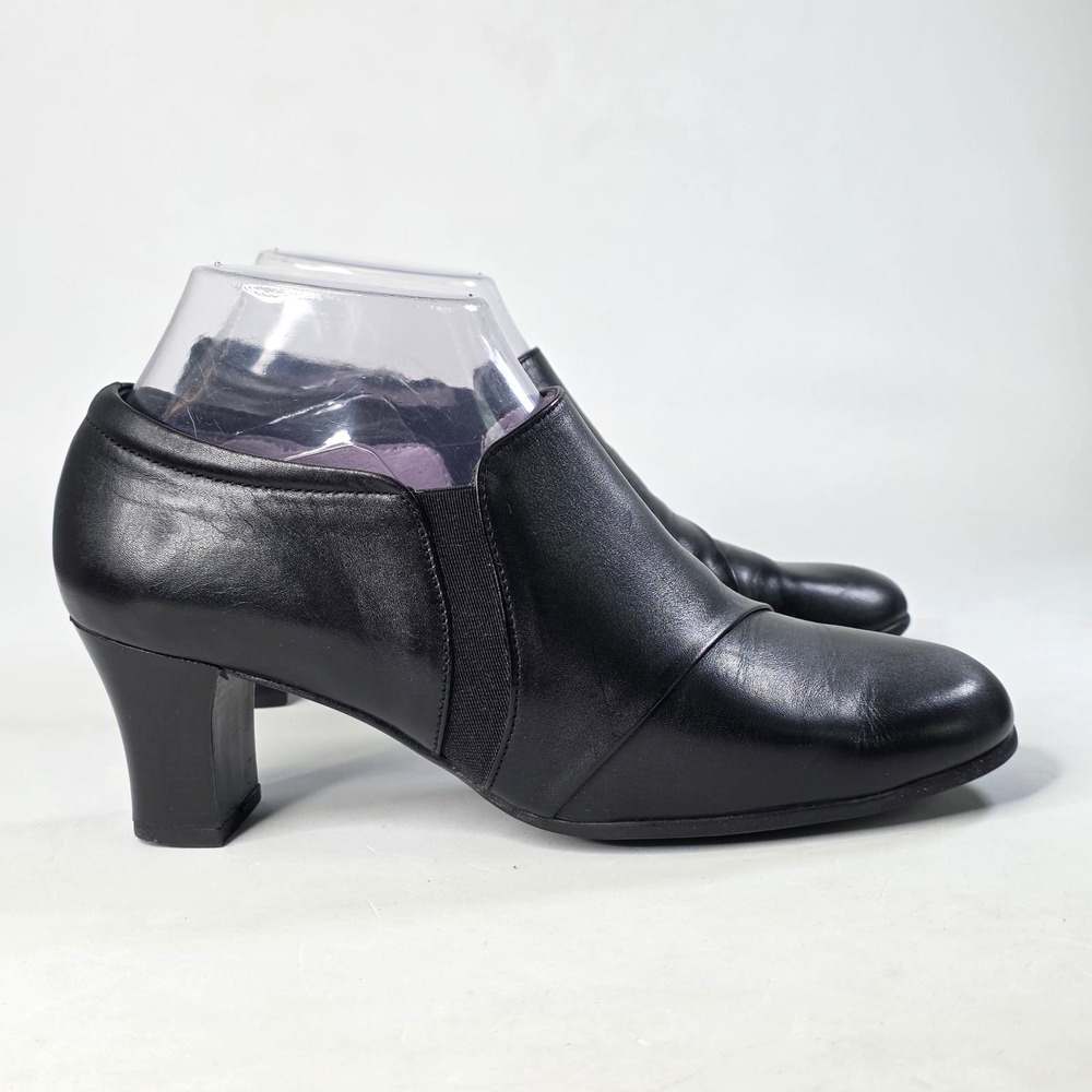 BeautiFeel Shoes Size 6.5 EU 37 Black Leather Shooties Block Heel Pumps Israel